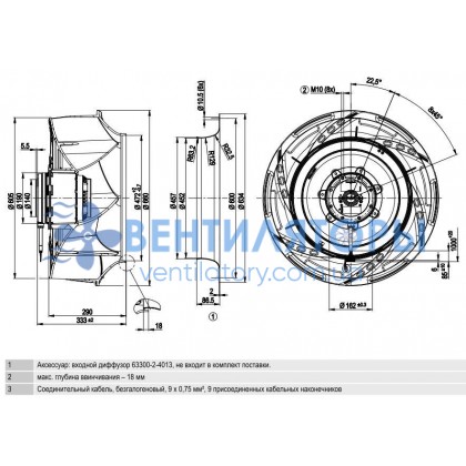 Вентилятор Ebmpapst R4D630-RB15-01 центробежный