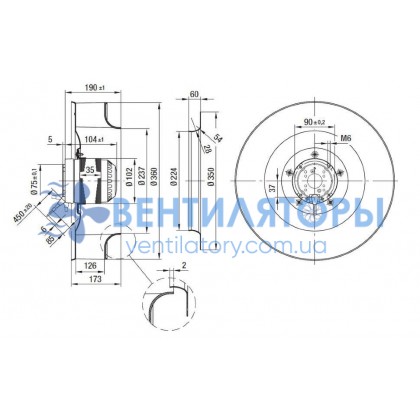 Вентилятор Ebmpapst R6E 355-AB16-05 центробежный