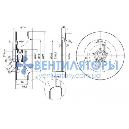 Вентилятор Ebmpapst R6E355-AD16-05 центробежный