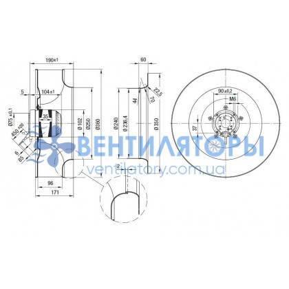 Вентилятор Ebmpapst R6E355-AE16-05 центробежный