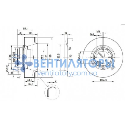 Вентилятор Ebmpapst R3G190-AB15-02 центробежный EC Вентилятор Ebmpapst R3G190-AB15-02 центробежный EC