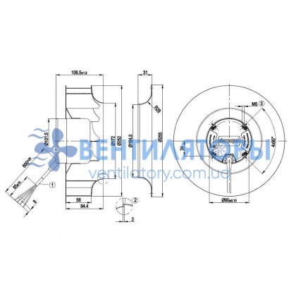 Вентилятор Ebmpapst R3G250-AD62-30 центробежный EC Вентилятор Ebmpapst R3G250-AD62-30 центробежный EC
