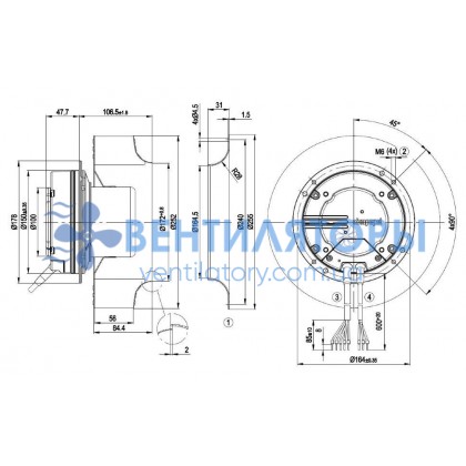 Вентилятор Ebmpapst R3G250-AK29-81 центробежный EC