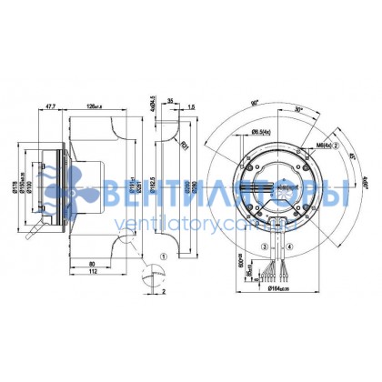 Вентилятор Ebmpapst R3G280-AF23-81 центробежный EC Вентилятор Ebmpapst R3G280-AF23-81 центробежный EC