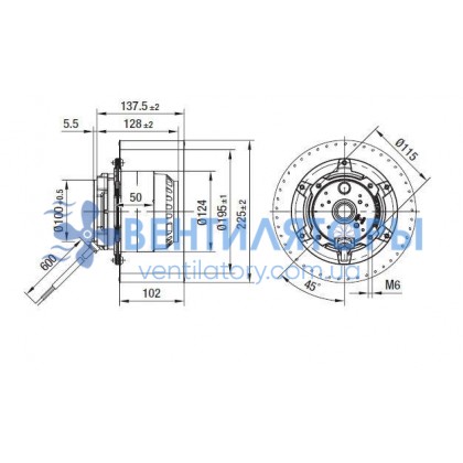 Вентилятор Ebmpapst R4D225-AK10-06 центробежный