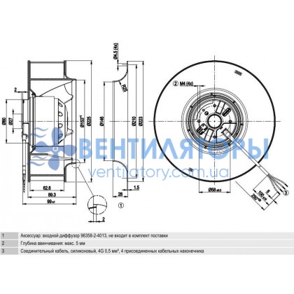 Вентилятор Ebmpapst R2E225-BD92-64 центробежный