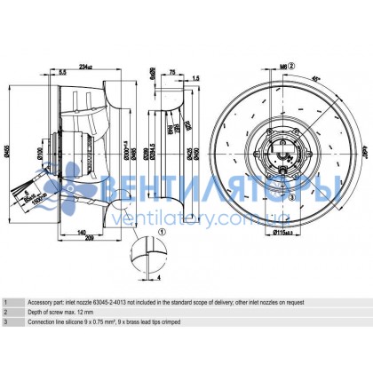 Вентилятор Ebmpapst R4D450-AK01-07 центробежный