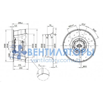 Вентилятор Ebmpapst R4D500-RA03-01 центробежный
