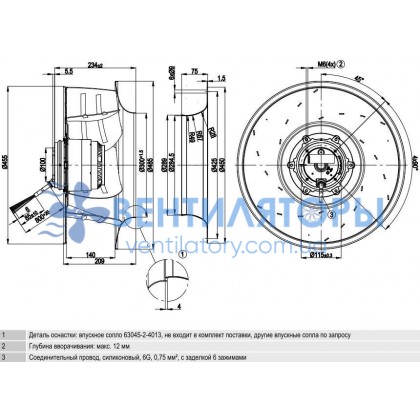 Вентилятор Ebmpapst R4E450-AK01-01 центробежный Вентилятор Ebmpapst R4E450-AK01-01 центробежный