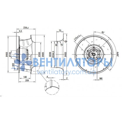 Вентилятор Ebmpapst R6D450-AN01-01 центробежный