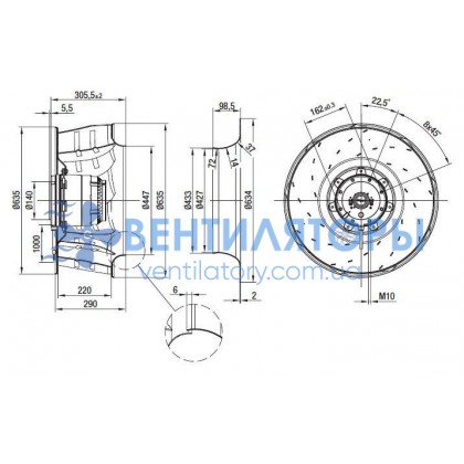 Вентилятор Ebmpapst R6D630-AT03-01 центробежный