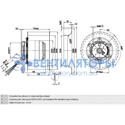 Вентилятор Ebmpapst R4E250-BA09-03 центробежный