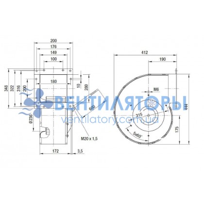 Вентилятор Ebmpapst G4E280-CA21-01 центробежный