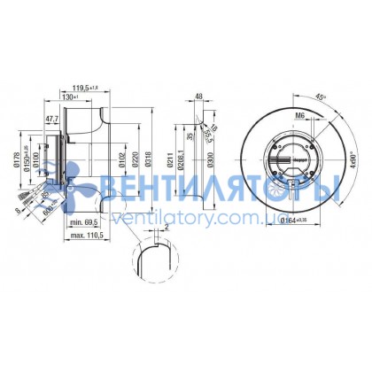 Вентилятор Ebmpapst R3G310-AJ38-61 центробежный EC Вентилятор Ebmpapst R3G310-AJ38-61 центробежный EC