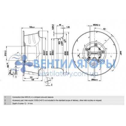 Вентилятор Ebmpapst R3G310-AN12-30 центробежный EC Вентилятор Ebmpapst R3G310-AN12-30 центробежный EC