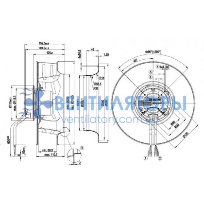 Вентилятор Ebmpapst R3G310-AP52-01 центробежный EC Вентилятор Ebmpapst R3G310-AP52-01 центробежный EC