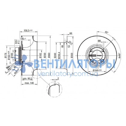 Вентилятор Ebmpapst R3G355-AM14-61 центробежный EC