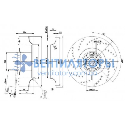 Вентилятор Ebmpapst R1G250-AQ37-52 центробежный EC