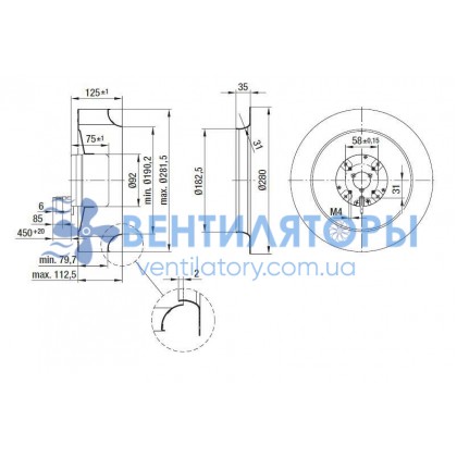 Вентилятор Ebmpapst R1G280-AE45-52 центробежный EC Вентилятор Ebmpapst R1G280-AE45-52 центробежный EC