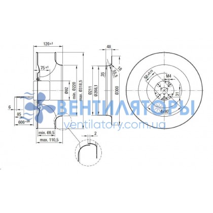 Вентилятор Ebmpapst R1G310-AD33-52 центробежный EC Вентилятор Ebmpapst R1G310-AD33-52 центробежный EC