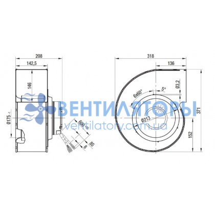 Вентилятор Ebmpapst G3G200-AL36-81 центробежный EC Вентилятор Ebmpapst G3G200-AL36-81 центробежный EC