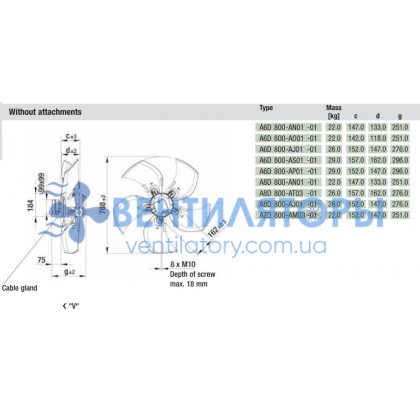 Вентилятор Ebmpapst A8D800-AT03-02 осевой