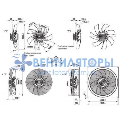 Вентилятор Ebmpapst W3G630-CB02-03 осевой