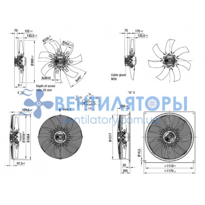 Вентилятор Ebmpapst A3G990-AE03-03 осевой