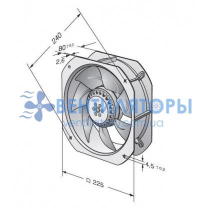 Вентилятор Ebmpapst W2E200-HK86-01 225x225x80 - компактный AC