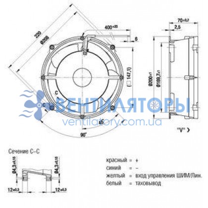 Вентилятор Ebmpapst W1G180-AB47-01 180x70 компактный DC Вентилятор Ebmpapst W1G180-AB47-01 180x70 компактный DC