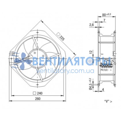 Вентилятор Ebmpapst W1G200-HH01-52 225x225x80 компактный