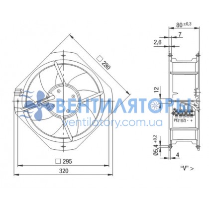 Вентилятор Ebmpapst W1G250-HH37-52 280x280x80 Вентилятор Ebmpapst W1G250-HH37-52 280x280x80